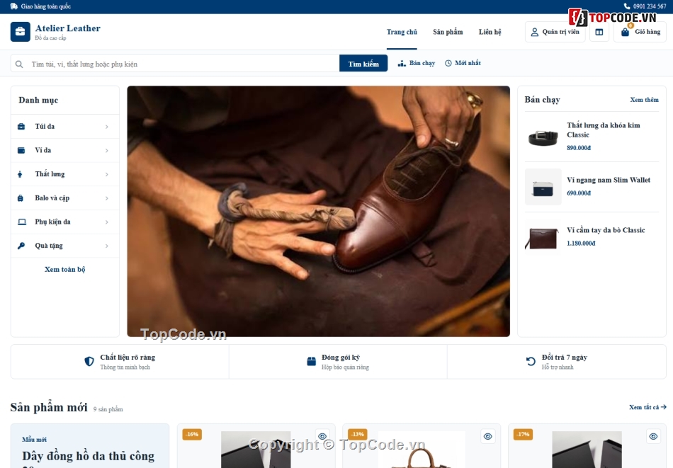 web bán đồ da,web bán hàng,Code bán hàng